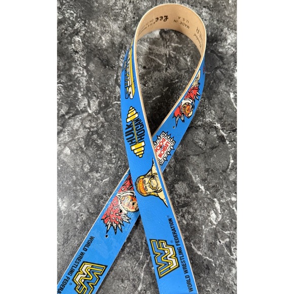New WWF Boys 1991 Superstars Leather‎ Belt Hulk Hogan Lee Co. Made In USA 20-22 - Picture 1 of 9